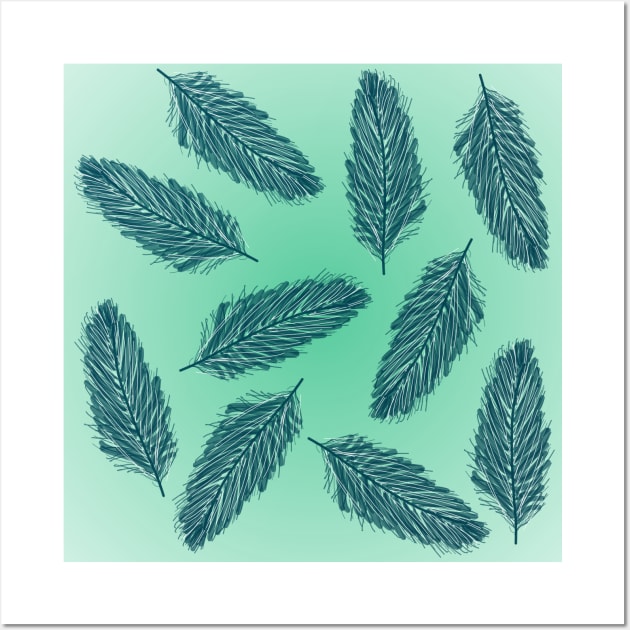 Green feathers Wall Art by COLORAMA